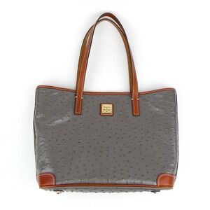 Dooney & Bourke Pewter Ostrich Embossed Leather Charleston Tote